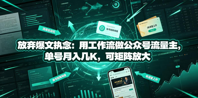 放弃爆文执念：用AI工作流做公众号流量主，单号变现几千可矩阵放大
