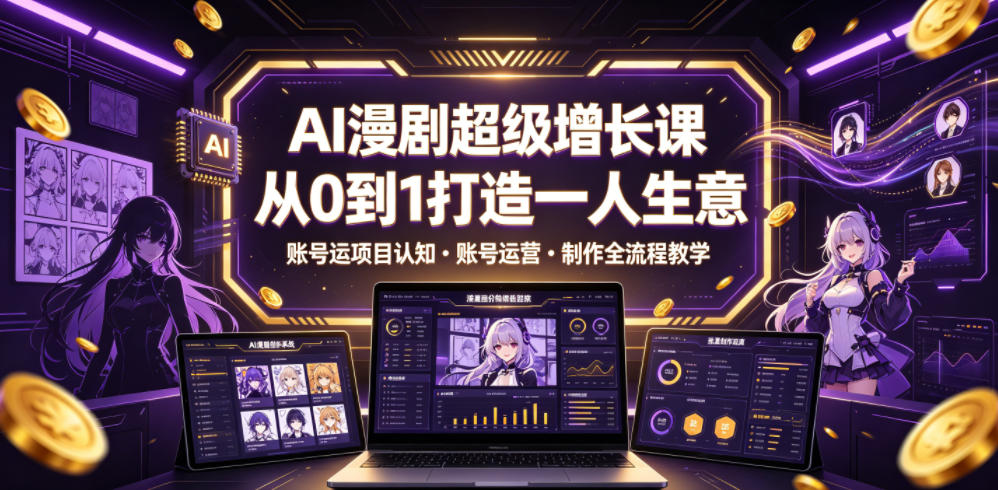 AI漫剧从0到1实战课：账号运营+全流程制作，打造一人生意