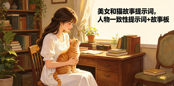 美女和猫故事提示词教程:人物一致性+故事板创作技巧,AI视频制作玩法 美女和猫故事提示词教程:人物一致性+故事板创作技巧,AI视频制作玩法