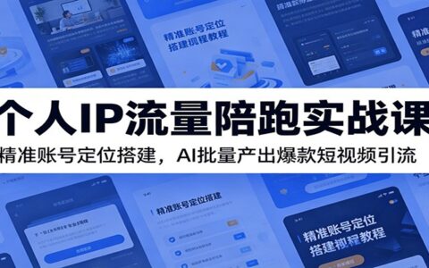 个人IP流量陪跑课：AI批量生成爆款短视频，精准定位快速涨粉