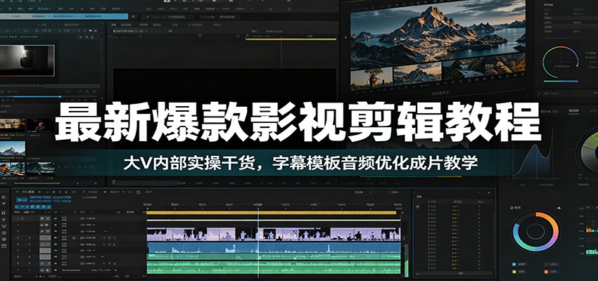 最新爆款影视剪辑教程：大V实操修音字幕预设模板成片教学
