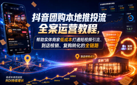 抖音团购本地推投流全案：实体店短视频引流到店核销复购教程