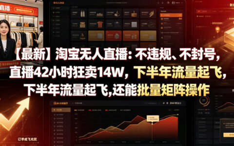 2026 淘宝无人直播42小时卖14W，不封号矩阵玩法揭秘