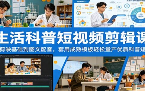 生活科普短视频剪辑课：剪映抠像关键帧配音，套模板量产优质短片