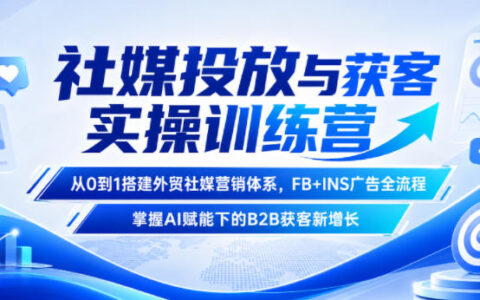 社媒投放与获客实操训练营：FB+INS广告+B2B外贸AI获客新增长