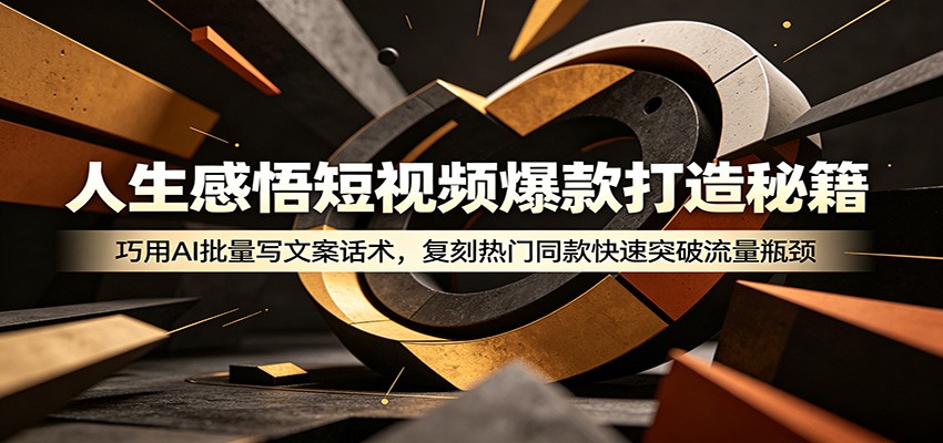 人生感悟短视频爆款秘籍：AI批量写文案，新手快速突破流量瓶颈