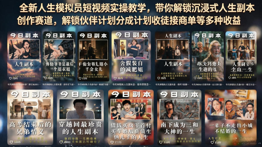 2026 全新人生模拟员实操教学，零基础解锁沉浸式副业变现