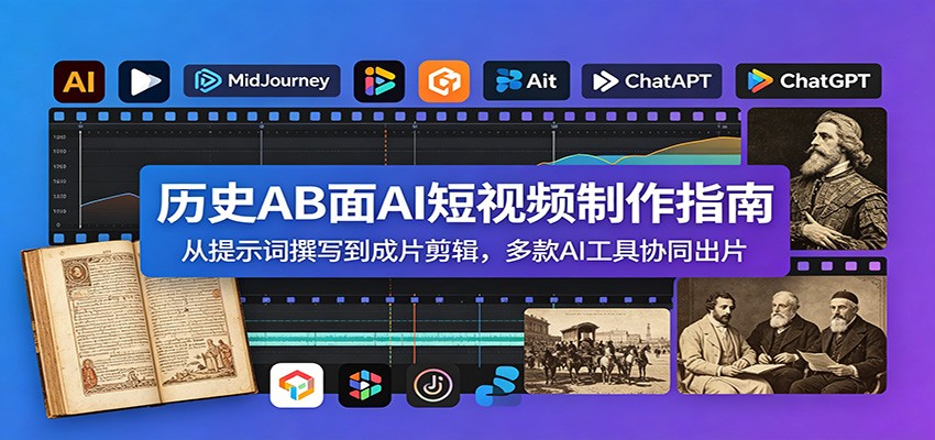 历史AB面AI短视频制作：Deepseek+豆包+剪映，零基础批量出片