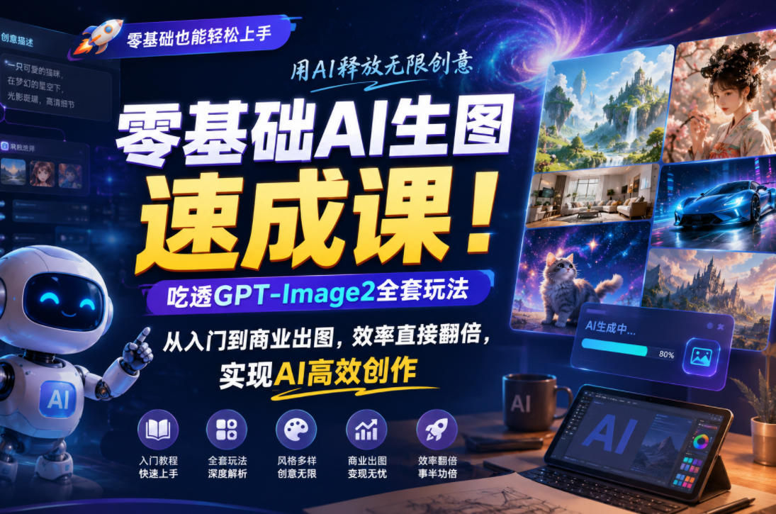 零基础GPT-Image2生图速成课：提示词+商用海报+IP设计全攻略