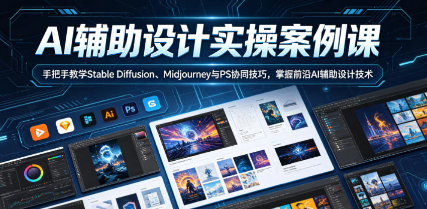 AI辅助设计实操课：Stable Diffusion+Midjourney+PS协同，游戏原画案例教学