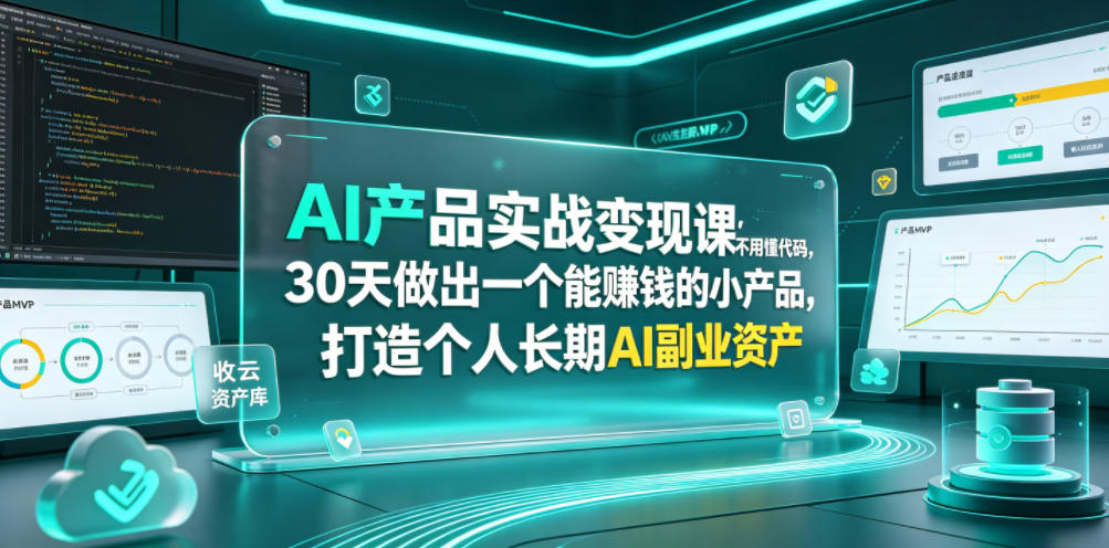 AI产品实战变现课：30天零代码做出赚钱小产品，打造个人副业资产