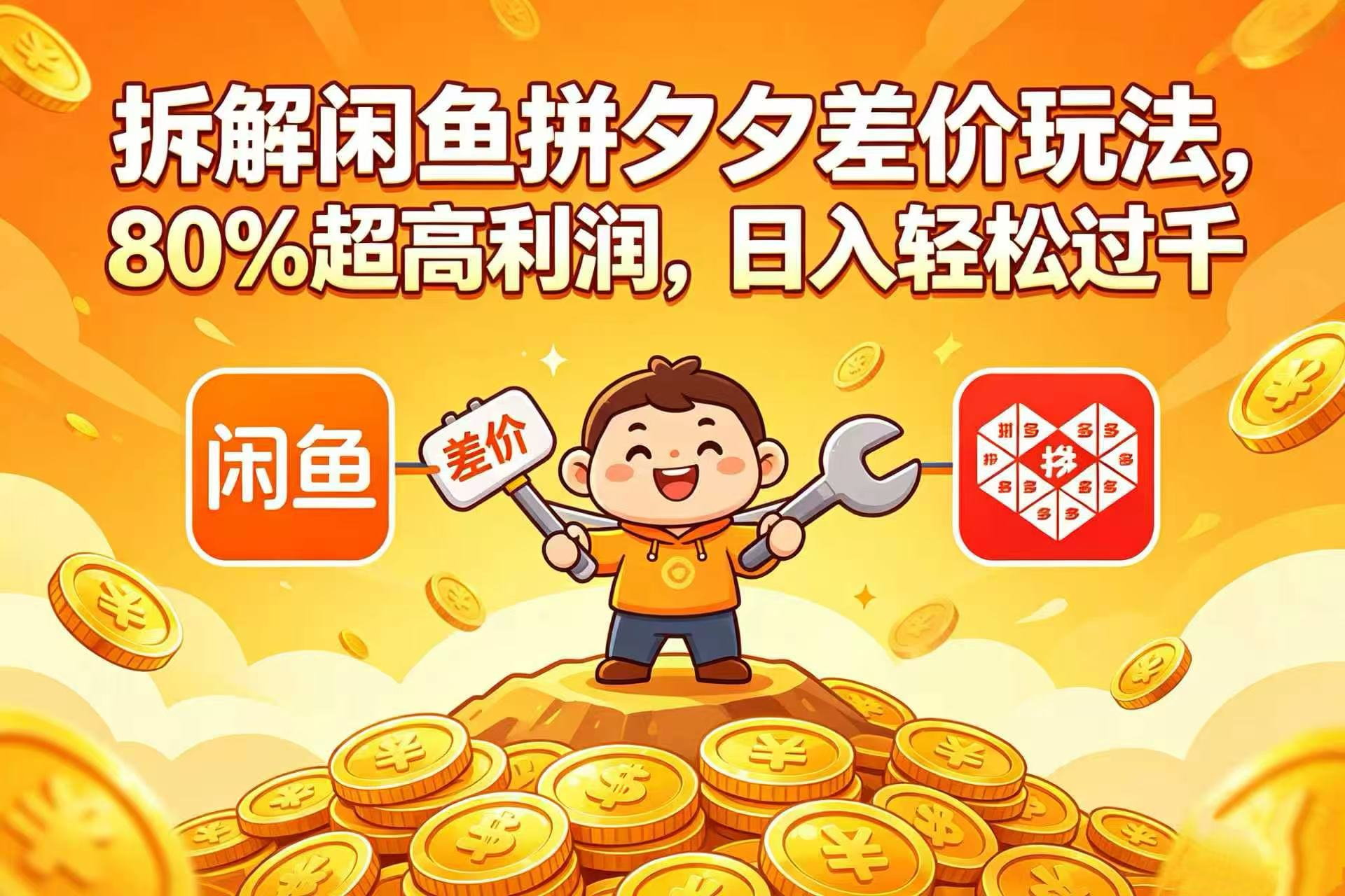拆解闲鱼拼夕夕差价玩法，80%利润变现过千新手教程