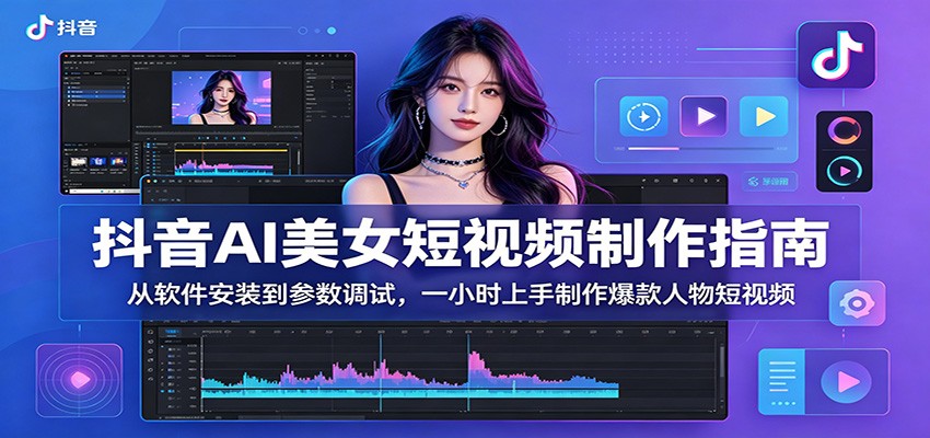 抖音AI美女短视频制作：软件安装到参数调试，一小时上手爆款人物视频