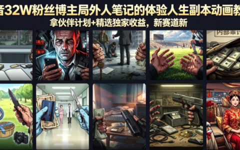 抖音32W粉丝博主局外人笔记体验人生副本动画教学，零基础起号变现