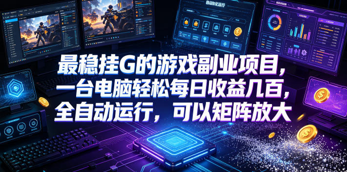 最稳G机游戏副业项目，自动化搬砖变现500方法，小白可做矩阵放大