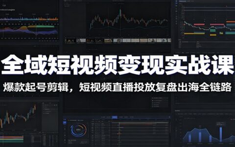 全域短视频变现实战课：爆款起号剪辑+直播投放复盘出海全链路