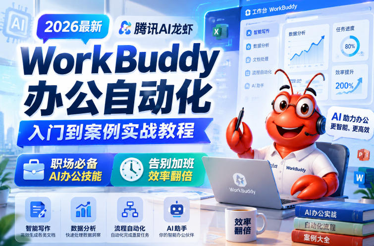 2026腾讯WorkBuddy办公自动化实战,职场AI技能告别加班 2026腾讯WorkBuddy办公自动化实战,职场AI技能告别加班