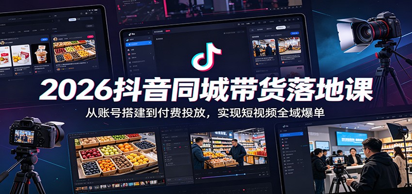 2026抖音同城带货课：账号搭建到付费投放，AI工具助你短视频爆单