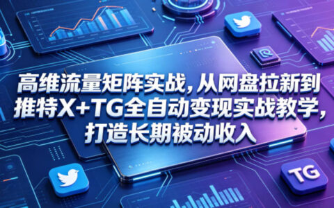 高维流量矩阵实战：网盘拉新+推特X+TG自动化变现，打造长期被动收入