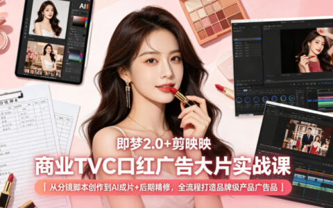 即梦2.0+剪映TVC口红广告实战课｜零基础AI分镜到精修，批量产出品牌级美妆大片