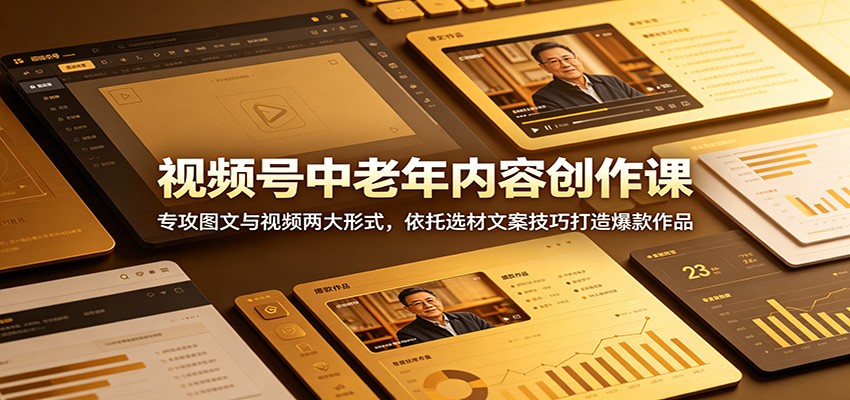 视频号中老年爆款内容课：图文视频双形态+选材文案技巧
