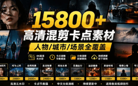 15800方法影视剪辑素材合集｜高清混剪卡点片段，剪映/PR创作者必备