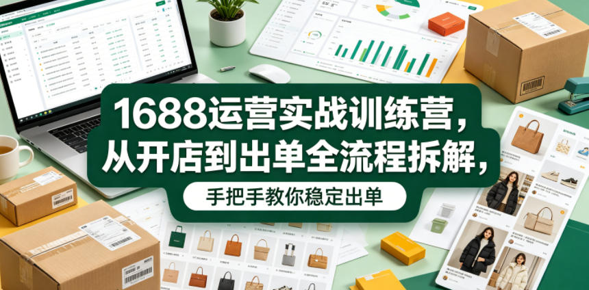 1688运营实战训练营：从开店到出单全流程拆解，手把手教你稳定出单