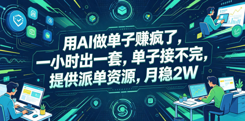 用AI做课件单子接不完，一小时一套月稳2W，提供派单资源