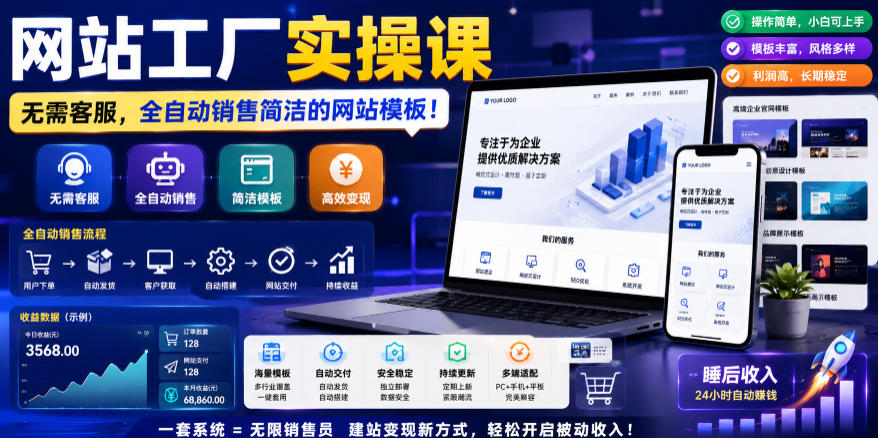 网站工厂实操课：自动化卖模板变现8K刀，无需客服【双语字幕】