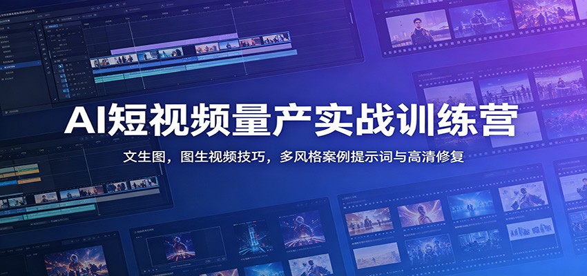 AI短视频量产实战营：可灵即梦Runway文生图图生视频与高清修复