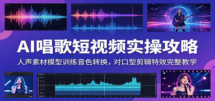 AI唱歌短视频实操：人声克隆模型训练+音色转换对口型剪辑教程