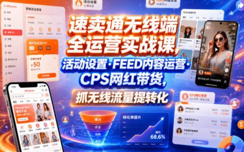 速卖通无线端运营实战课：FEED内容+CPS网红带货，提升转化涨粉