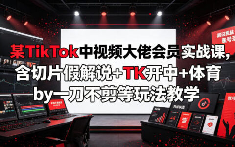 TikTok中视频大佬实战课：切片假解说+体育一刀不剪，新手快速开通收益