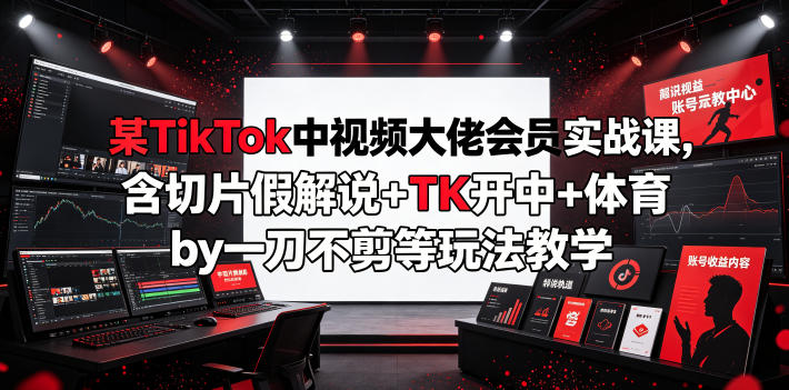TikTok中视频大佬实战课：切片假解说+体育一刀不剪，新手快速开通收益