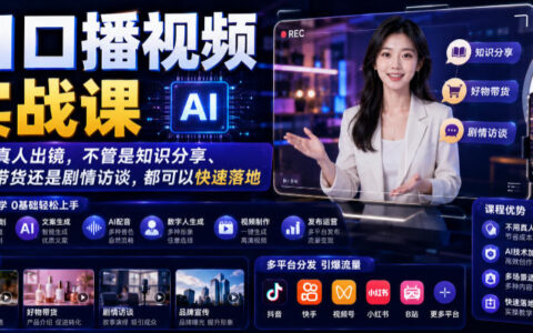 AI口播视频实战课：数字人IP打造+双人访谈带货，新手快速起号