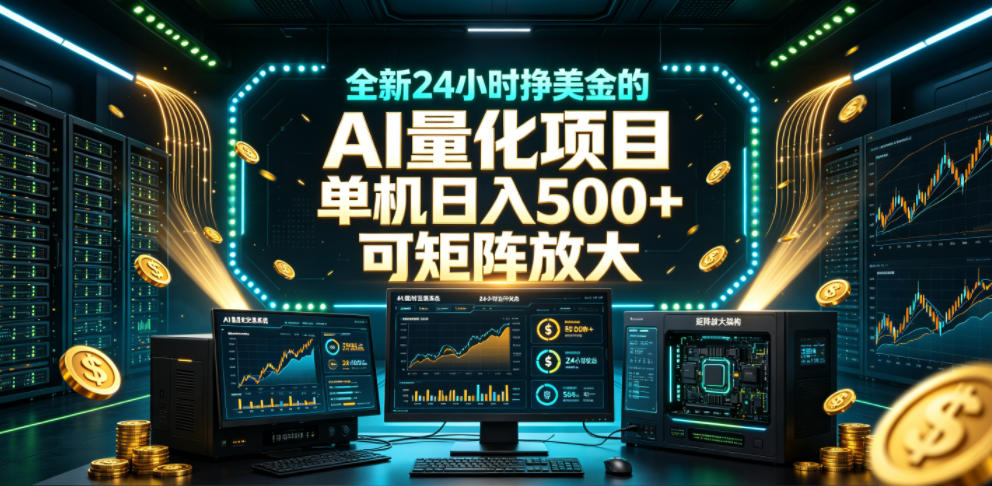 全新AI量化项目变现500方法,24小时自动运行新手零门槛可矩阵放大 全新AI量化项目变现500方法,24小时自动运行新手零门槛可矩阵放大