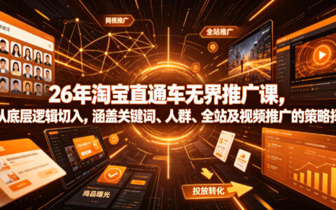 26年淘宝直通车无界推广课：关键词人群全站视频策略
