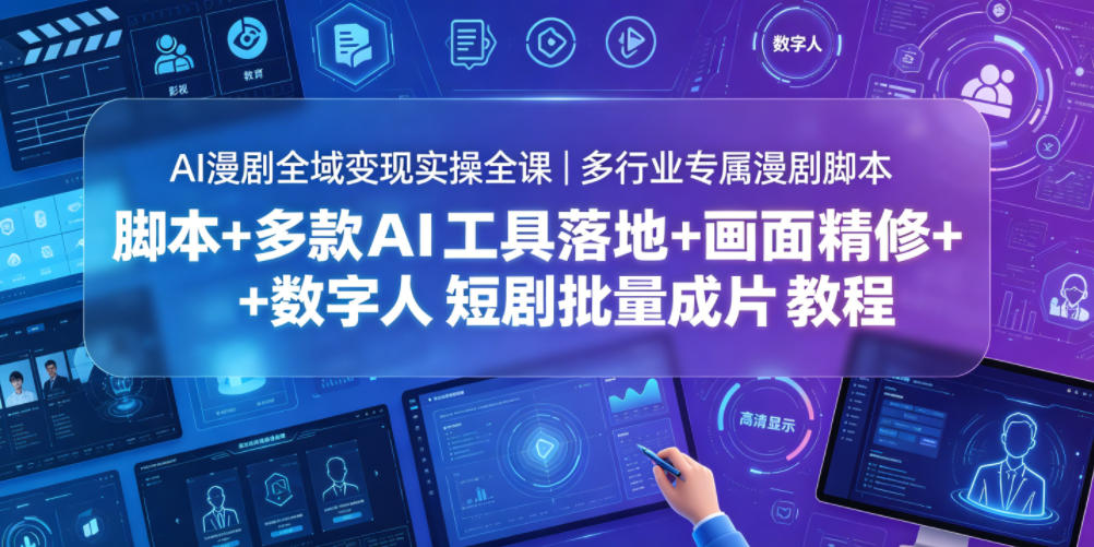 AI漫剧变现全课：多行业脚本+工具落地+画面精修批量成片