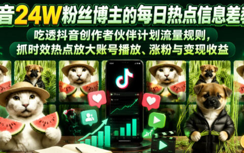 2026 每日热点信息差+伙伴计划，抖音涨粉变现全攻略