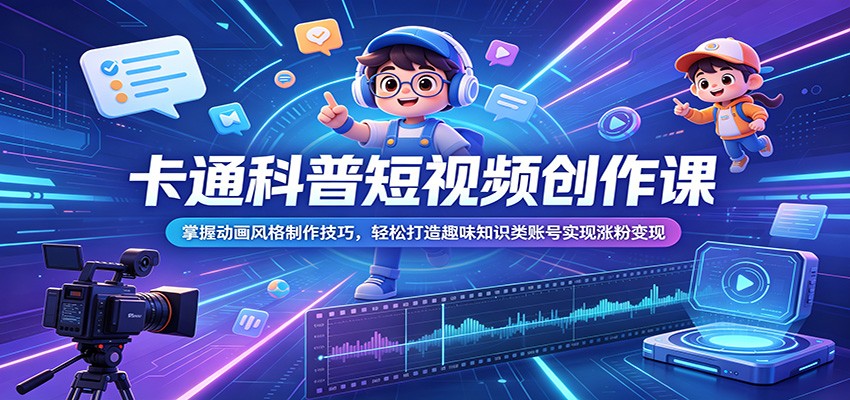 卡通科普短视频创作课:动画风格制作技巧,轻松涨粉变现 卡通科普短视频创作课:动画风格制作技巧,轻松涨粉变现