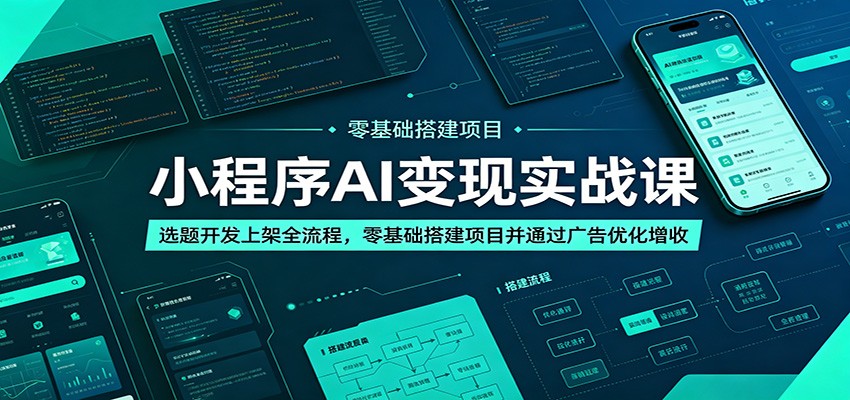 小程序AI变现实战课:零基础选题开发上架,广告增收全流程 小程序AI变现实战课:零基础选题开发上架,广告增收全流程