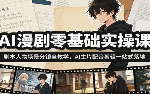 AI漫剧零基础实操课：剧本分镜到配音剪辑，新手独立出片全流程