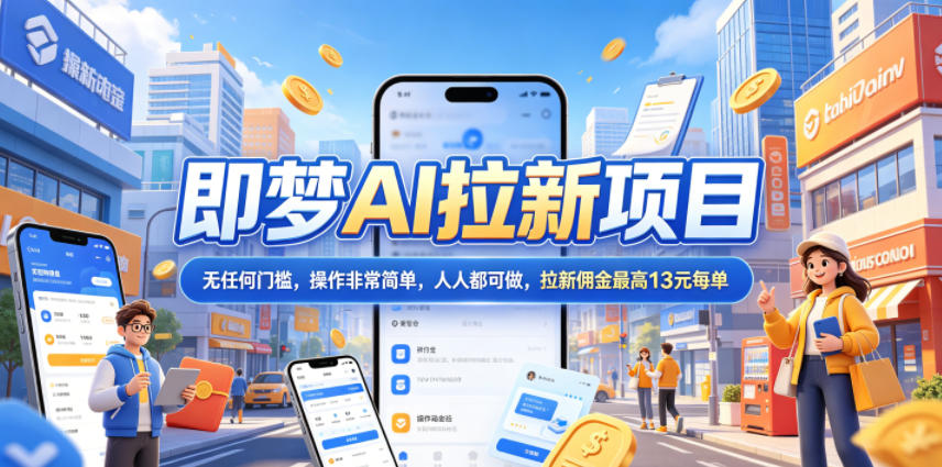 2026即梦AI拉新项目，抖音5粉可做，最高13元/单，无门槛新手教程