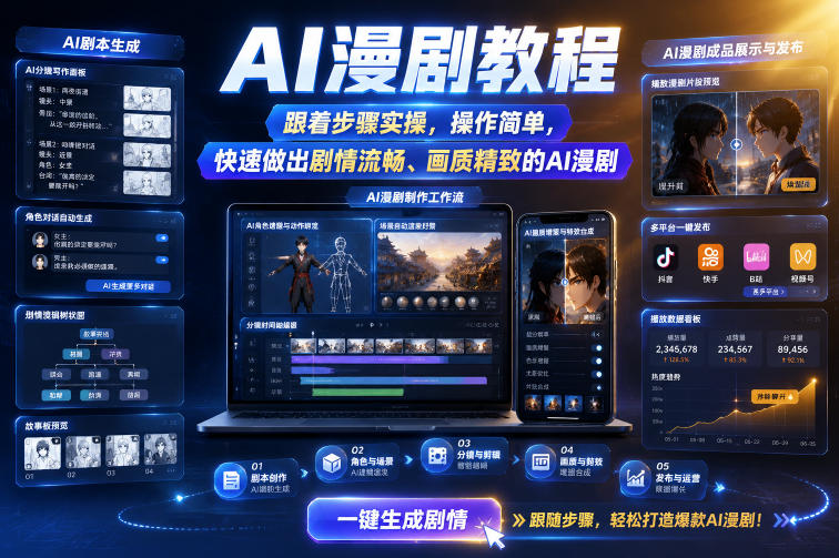 AI漫剧实操教程：零基础用工具快速制作剧情流畅画质精致短漫