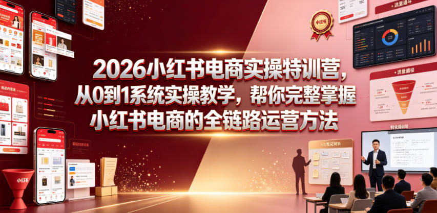 2026小红书电商实操特训营：从0到1系统教学，掌握全链路运营