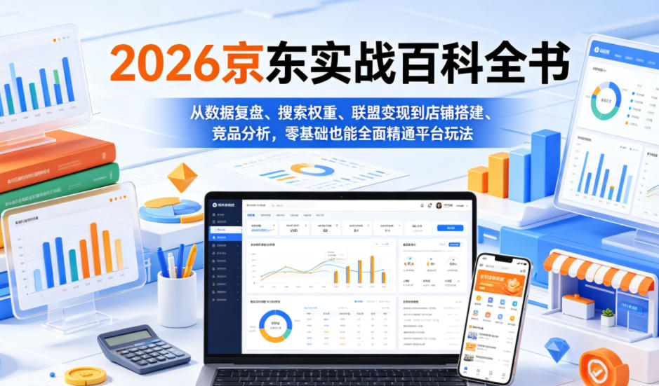2026京东实战百科全书：数据复盘、搜索权重、联盟变现与店铺搭建全攻略