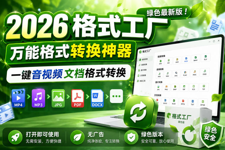 2026格式工厂绿色版下载,无广告音视频文档一键转换神器 2026格式工厂绿色版下载,无广告音视频文档一键转换神器