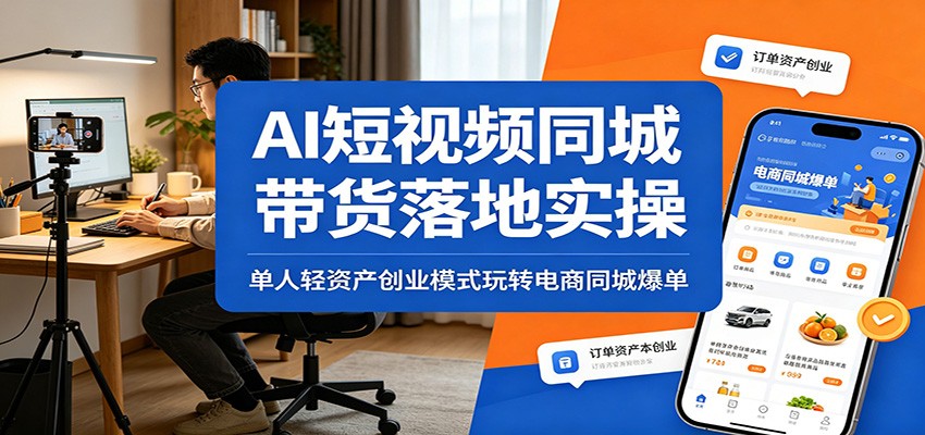 AI短视频同城带货实操：单人轻资产创业玩转抖音爆单