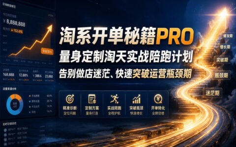 2026 淘系开单秘籍PRO，旷旷老师陪跑突破运营瓶颈期