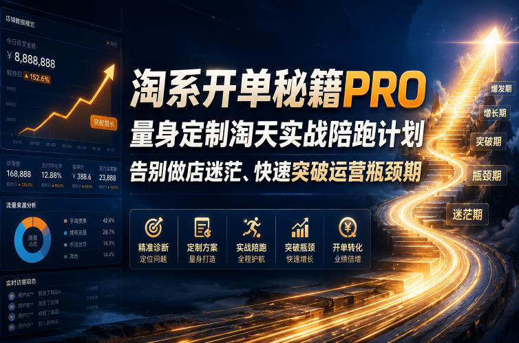 2026 淘系开单秘籍PRO，旷旷老师陪跑突破运营瓶颈期